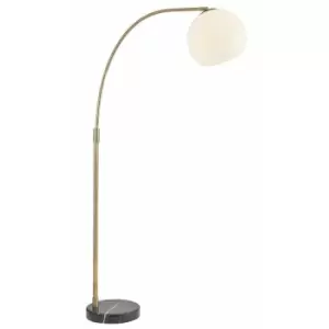 Loops - Floor Lamp Light - Matt Antique Brass & Opal Glass - 40W E27 - Complete Lamp