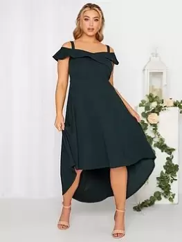 Yours High Low Bardot Dress - Black, Size 16, Women