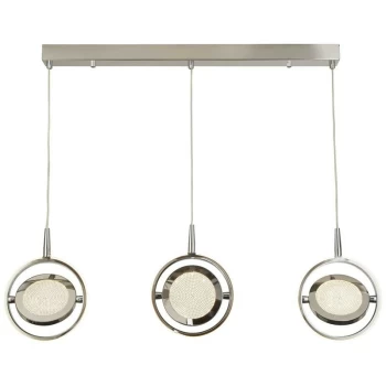 Searchlight Lighting - Searchlight Gyroscope 3 Light LED Ring Bar Pendant Chrome, Crystal Sand 3000K