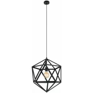 Hanging Ceiling Pendant Light Black Prism 1x 60W E27 Geometric Feature Lamp