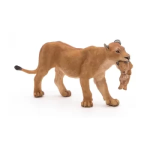 PAPO Wild Animal Kingdom Lioness with Cub Toy Figure, Three Years or Above, Tan (50043)