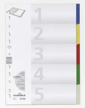 Durable Indexes with Printed and 5 Coloured Tabs