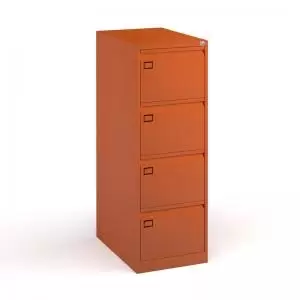 Steel 4 drawer executive filing cabinet 1321mm high - orange