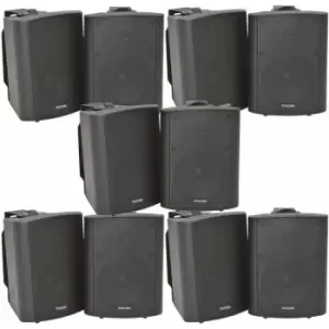 Loops - 10x 90W Black Wall Mounted Stereo Speakers 5.25' 8Ohm Quality Home Audio Music