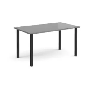 Rectangular Black radial leg meeting table 1400mm x 800mm - onyx grey