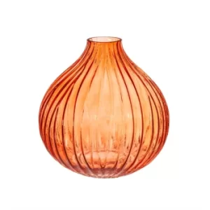 Round Fluted Glass Vase (Amber)