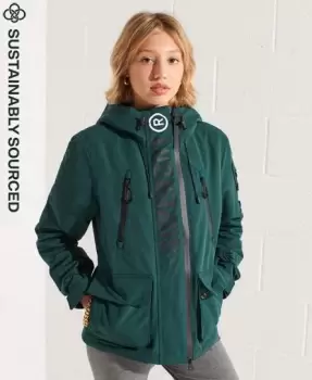 Superdry Womens Hooded Ultimate SD-Windbreaker Navy / Bottle Green/black - Size: 14