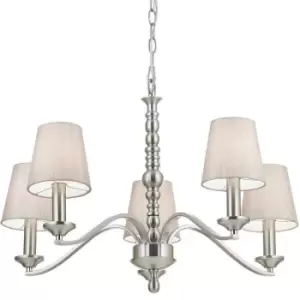 Hanging Ceiling Pendant Light SATIN NICKEL 5x Shade Lamp Bulb Holder Fitting