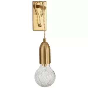 Merano Kitimat Wall Lamp Brass Metal, Clear Glass LED G9