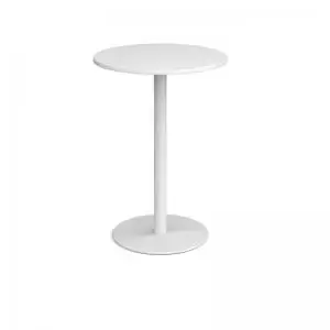 Monza circular poseur table with flat round white base 800mm - white