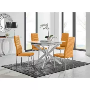 Furniture Box LIRA 100 Extending Dining Table and 4 Mustard Milan Chairs