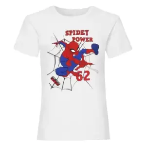 Spider-Man Girls Spidey Power T-Shirt (7-8 Years) (White/Red/Blue)