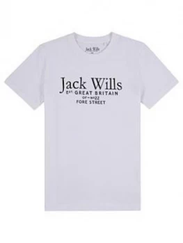 Jack Wills Boys Script T-Shirt - White, Size 10-11 Years