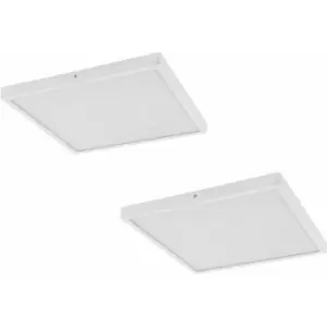 Loops - 2 pack Wall / Ceiling Light White 400mm Square Surface Mounted 25W LED 3000K