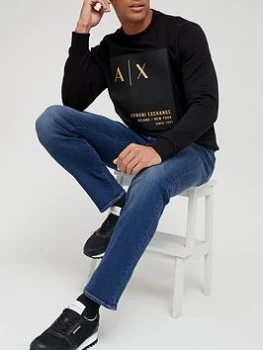 Armani Exchange Gold Patch Logo Sweatshirt Black Size S Men