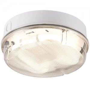 KnightsBridge 28W IP65 Round Bulkhead With White Base - Prismatic Diffuser