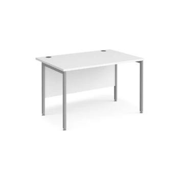 Maestro 25 straight desk 1200mm x 800mm - silver H-frame leg and white top