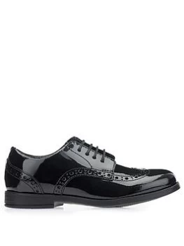 Start-rite Brogue Senior Shoe - Black Patent, Black Patent, Size 5.5 Older