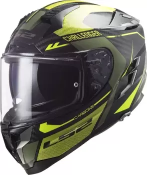 LS2 FF327 Challenger Thorn Carbon Helmet, black-green, Size XL, black-green, Size XL