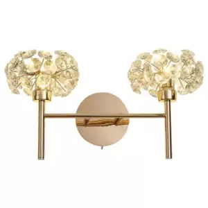 Luminosa Beluga 2 Light G9 Switched Wall Lamp With French Gold And Crystal Shade