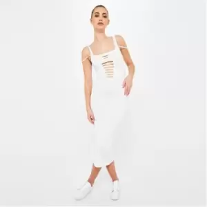 Missguided Ladder Detail Knit Midaxi Dress - White