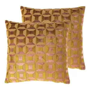 Paoletti Empire Twin Pack Polyester Filled Cushions Ochre/Blush