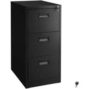 Tectake - Filing Cabinet with 3 Shelves 62.4 x 46 x 102.8cm - metal filing cabinet, home filing cabinet, filing cupboard - Black - black