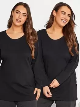 Yours 2 Pack Long Sleeve Pj Top Black