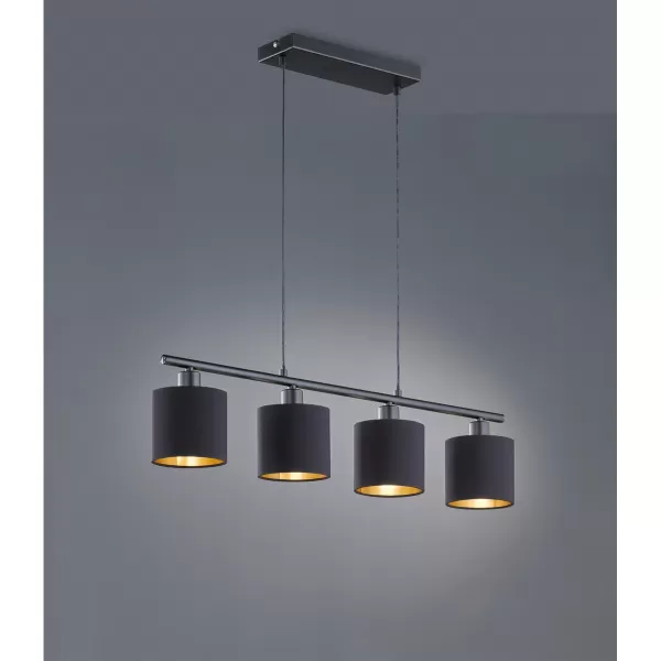 Tommy Modern 4 Light Bar Pendant Ceiling Light Black Matt