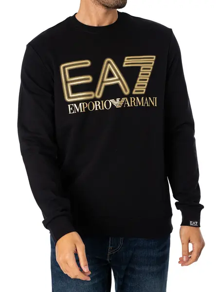 EA7 Graphic Neon Sweatshirt Black/Gold M