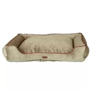 Charles Bentley Medium Pet Bed - Taupe with Pink Trim