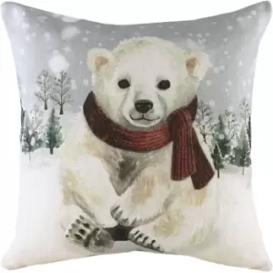 Evans Lichfield Snowy Polar Bear Cushion Cover (One Size) (Multicoloured)