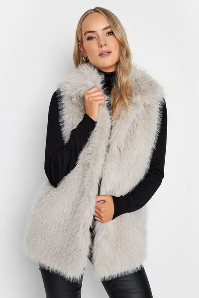 Long Tall Sally Tall Faux Fur Gilet Grey