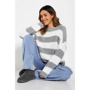 I Saw It First Oversized Stripe Jumper - Grey