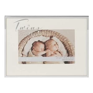 6" x 4" - Bambino Silver Plated Photo Frame - Twins