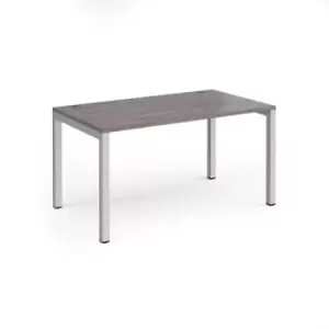 Connex starter unit single 1400mm x 800mm - silver frame and grey oak top