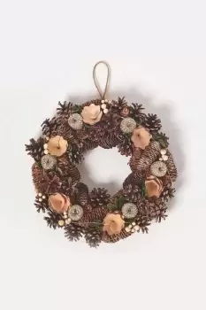 Pinecone Gold Wreath with LED Lights