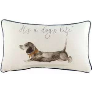 Evans Lichfield - Oakwood Dog Watercolour Print Piped Edge Cushion Cover, Multi, 30 x 50 Cm