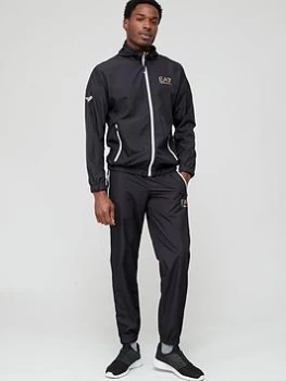 EA7 Emporio Armani Ventus Hooded Tracksuit - Black/Gold, Size L, Men