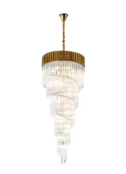 Poland Pendant Round 5 Tier 23 Light E14, Brass, Clear Glass, Item Weight: 56.2kg