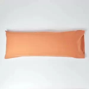 Burnt Orange Linen Body Pillowcase - Orange - Homescapes