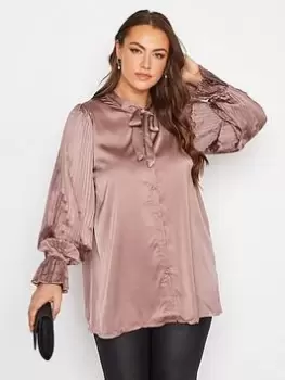 Yours Pleat Sleeve Bow Blouse - Pink, Size 22, Women