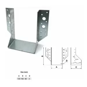 Moderix - Jiffy Timber Joist Hangers Decking Lofts Roofing Zinc Packs - Size 120x160x80x2mm - Pack of 10