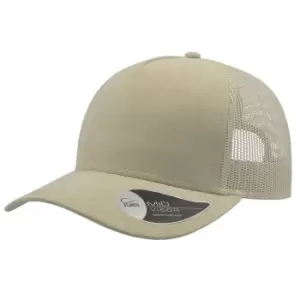 Atlantis Rapper Faux Suede 5 Panel Trucker Cap (One Size) (Beige)