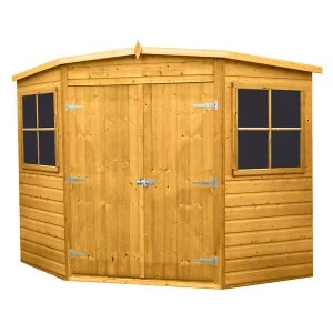 Shire Shiplap 8ft x 8ft Wooden Corner Garden Shed with Double Doors