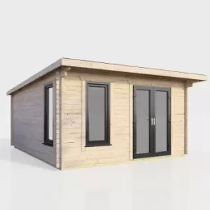 Power 14x14 Pent Log Cabin - Right Hand Door