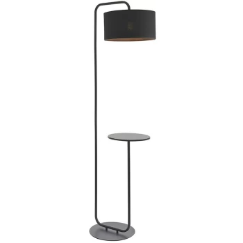 Merano Carrara Floor Lamp Satin Black Paint & Black Fabric