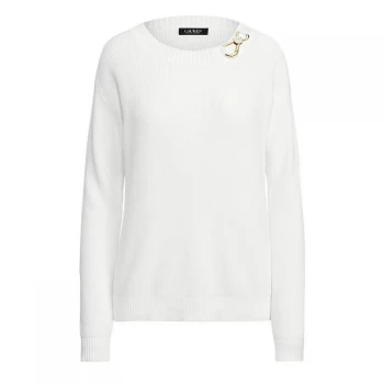 Lauren by Ralph Lauren Yaminah Long Sleeve Knit Top - White