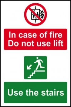 In Case Of Fire Use Stairs Sign S/A S.Rigid PVC