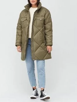 Tommy Jeans Diamond Quilted Coat - Olive